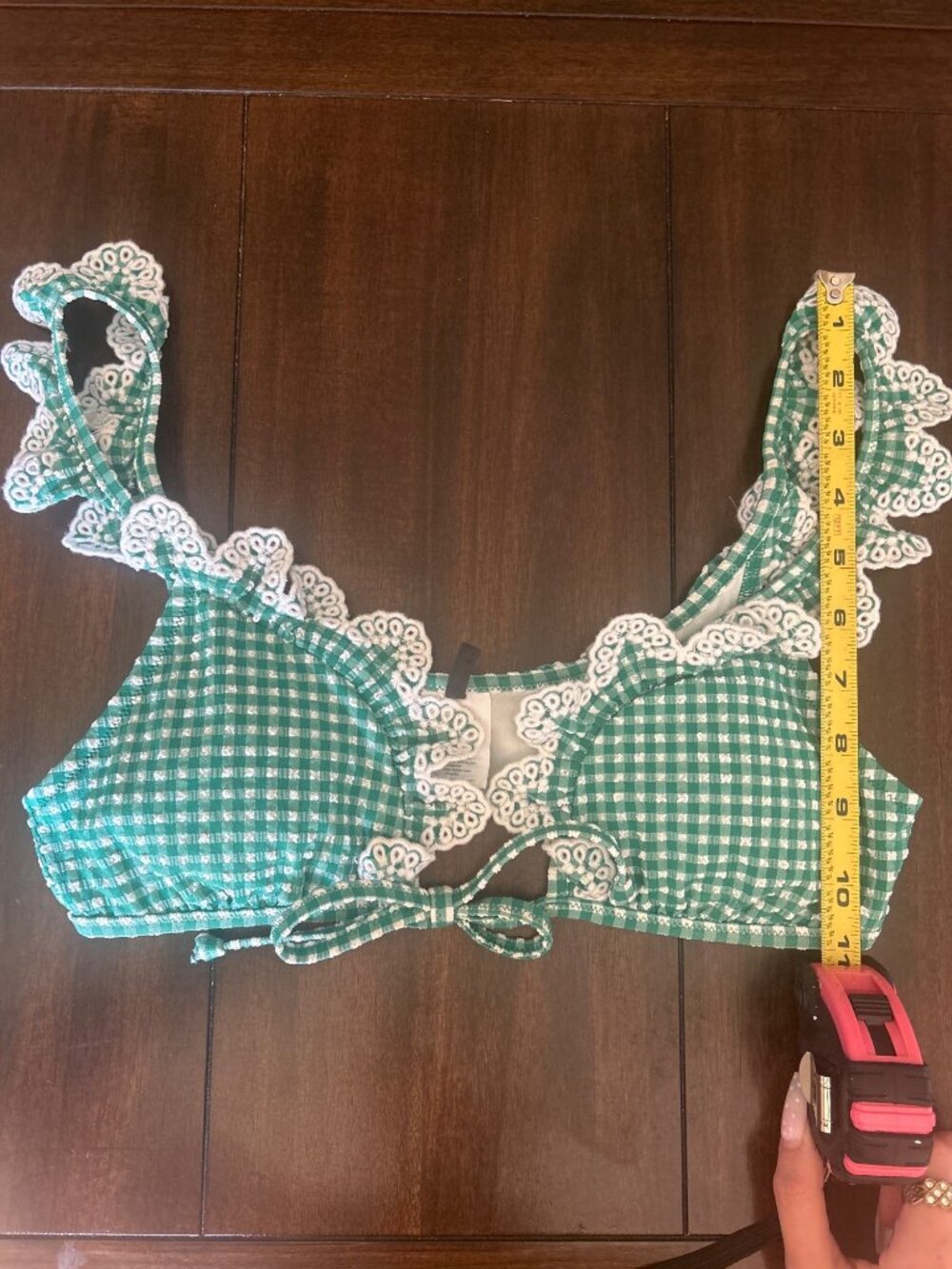 J.Crew Green Gingham & Lace Ruffle Bikini Set Size XS Women's Swimwear - Picture 13 of 15